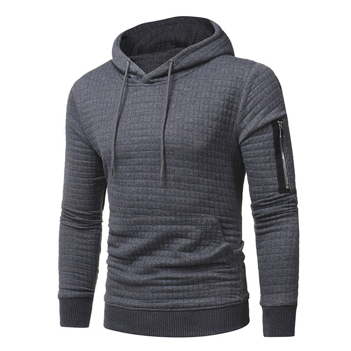 Martin | Heren Hoodie met ruitstructuur en rits op mouw Mivona