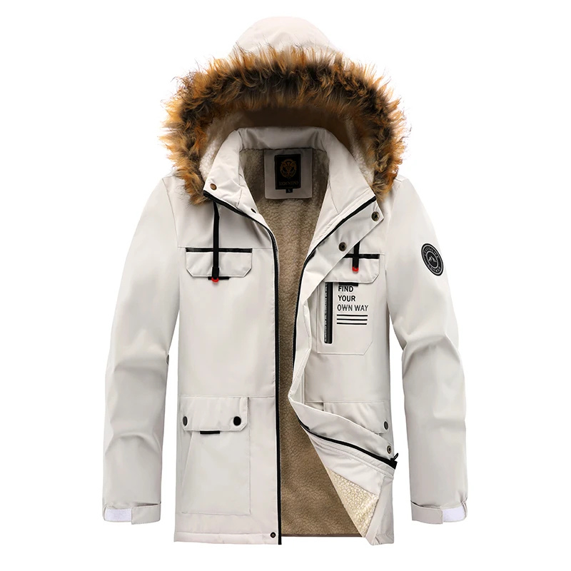 Herren Winterjacke Mit Verstellbarer Kapuze Und Taschen Detail Design