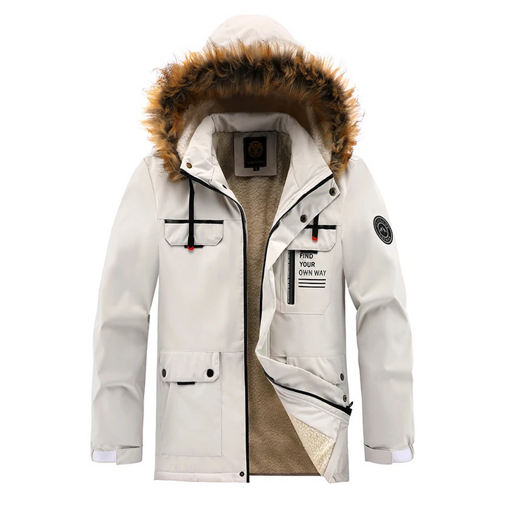 Herren Winterjacke Mit Verstellbarer Kapuze Und Taschen Detail Design