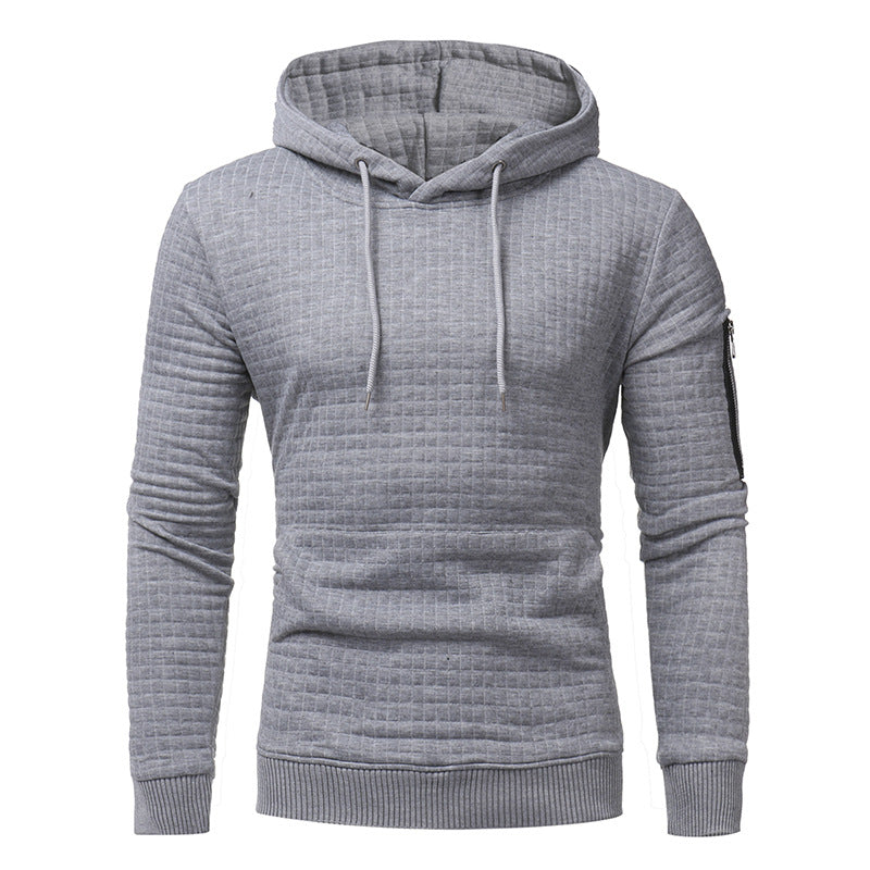 Martin | Heren Hoodie met ruitstructuur en rits op mouw Mivona