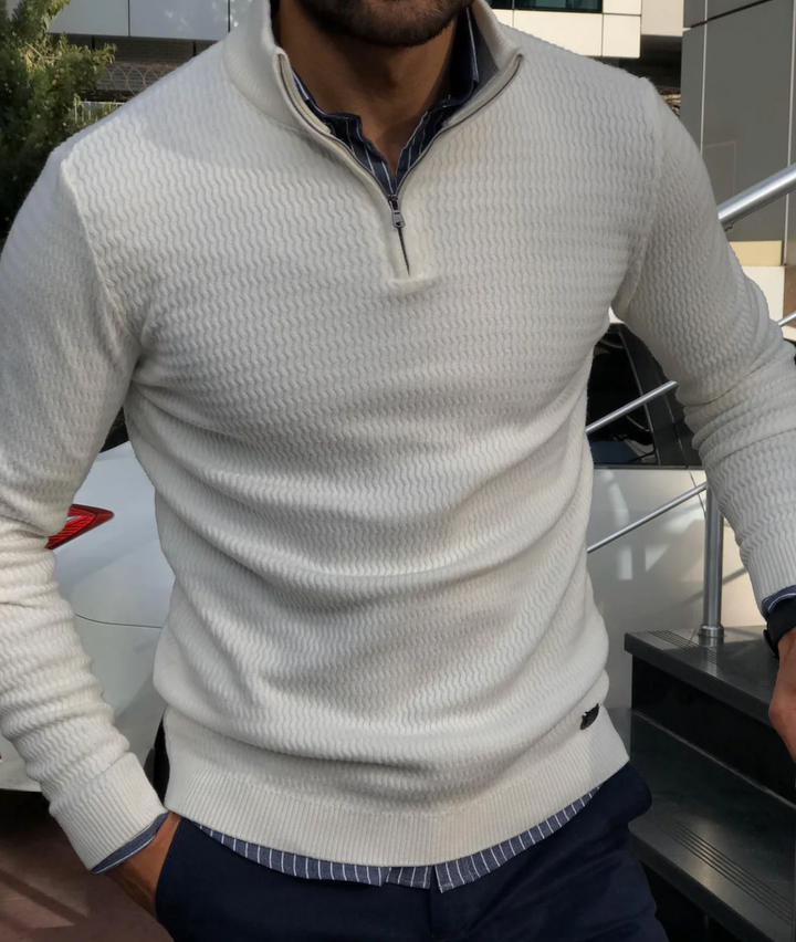 Moderner Halbzip Pullover mit Strukturiertem Strick für Herren Mivona