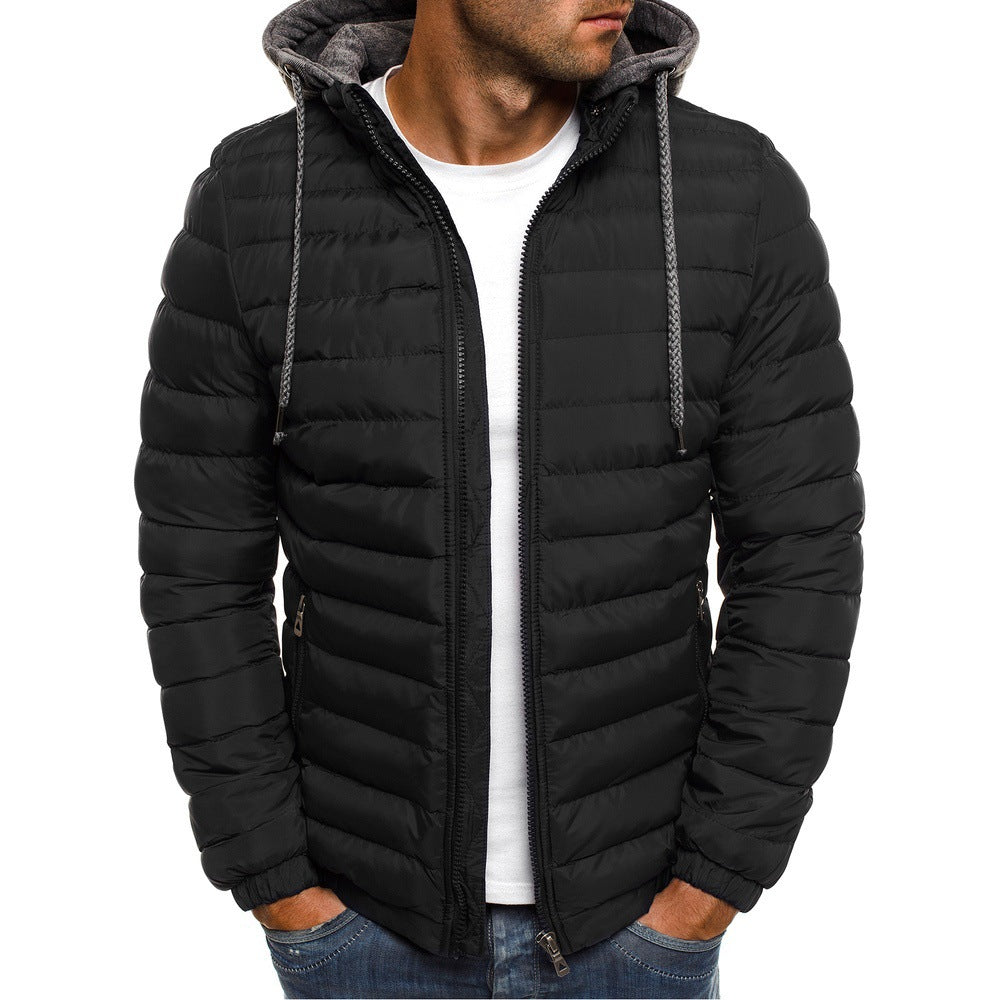 Herren Steppjacke mit abnehmbarer Kapuze und praktischem Innenfutter Heidi-Mode Mivona