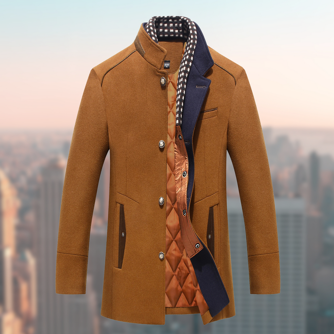 Herren Wintermantel Mit Stehkragen Und Knopfverschluss Design