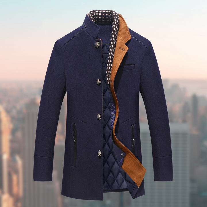 Herren Wintermantel Mit Stehkragen Und Knopfverschluss Design