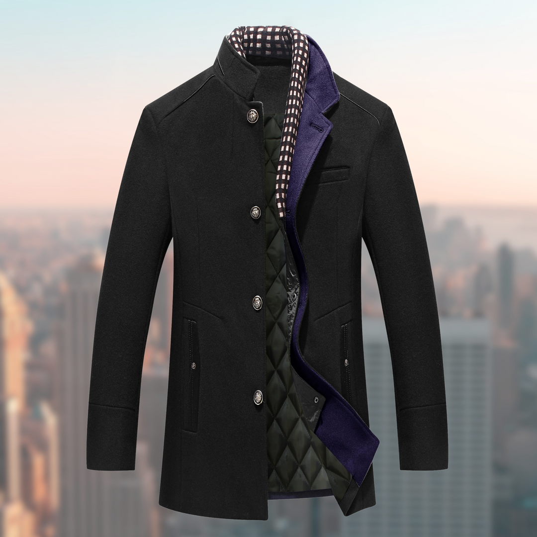 Herren Wintermantel Mit Stehkragen Und Knopfverschluss Design