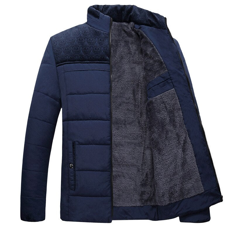 Herren Winterjacke Mit Hohem Kragen Und Reißverschluss Frontdesign
