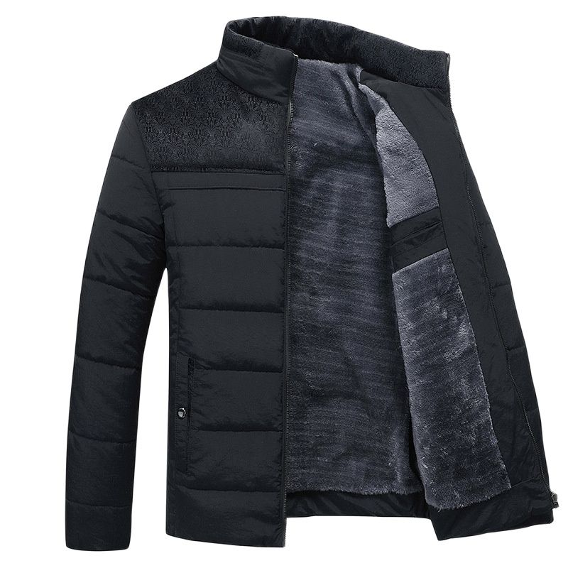 Herren Winterjacke Mit Hohem Kragen Und Reißverschluss Frontdesign