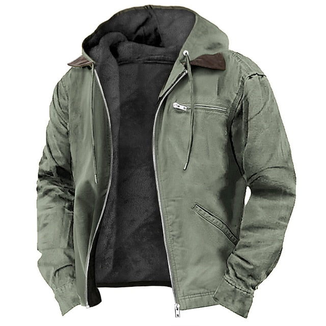 Herren Winterjacke Mit Dickem Stoff Und Kapuzenfront Design