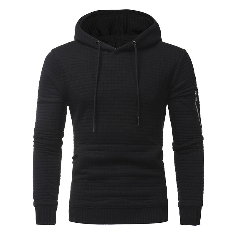 Martin | Heren Hoodie met ruitstructuur en rits op mouw Mivona