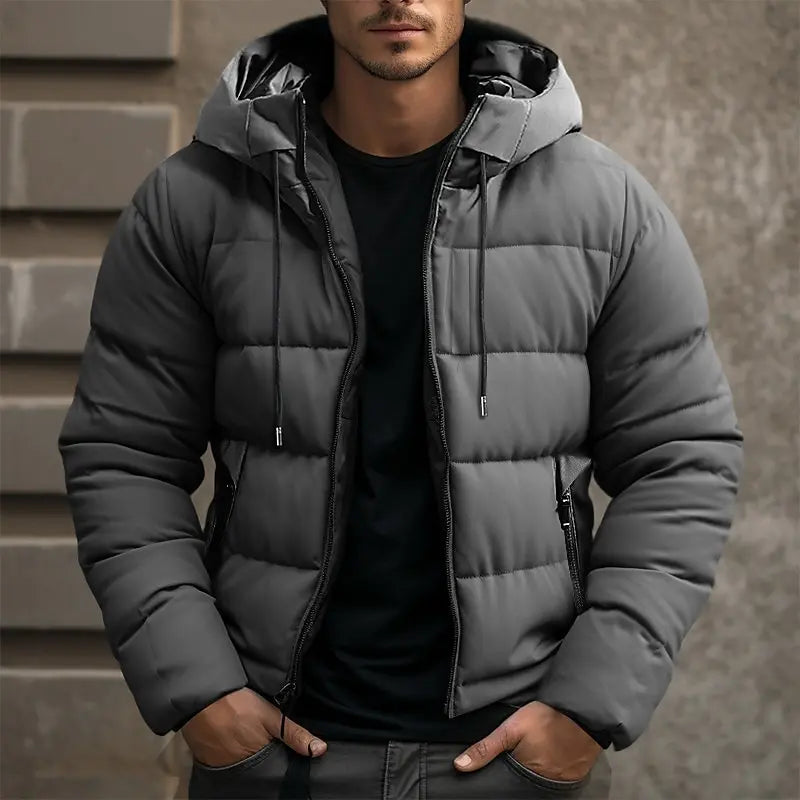 Herren Winterjacke Mit Kapuze Und Klassischem Reißverschluss Design