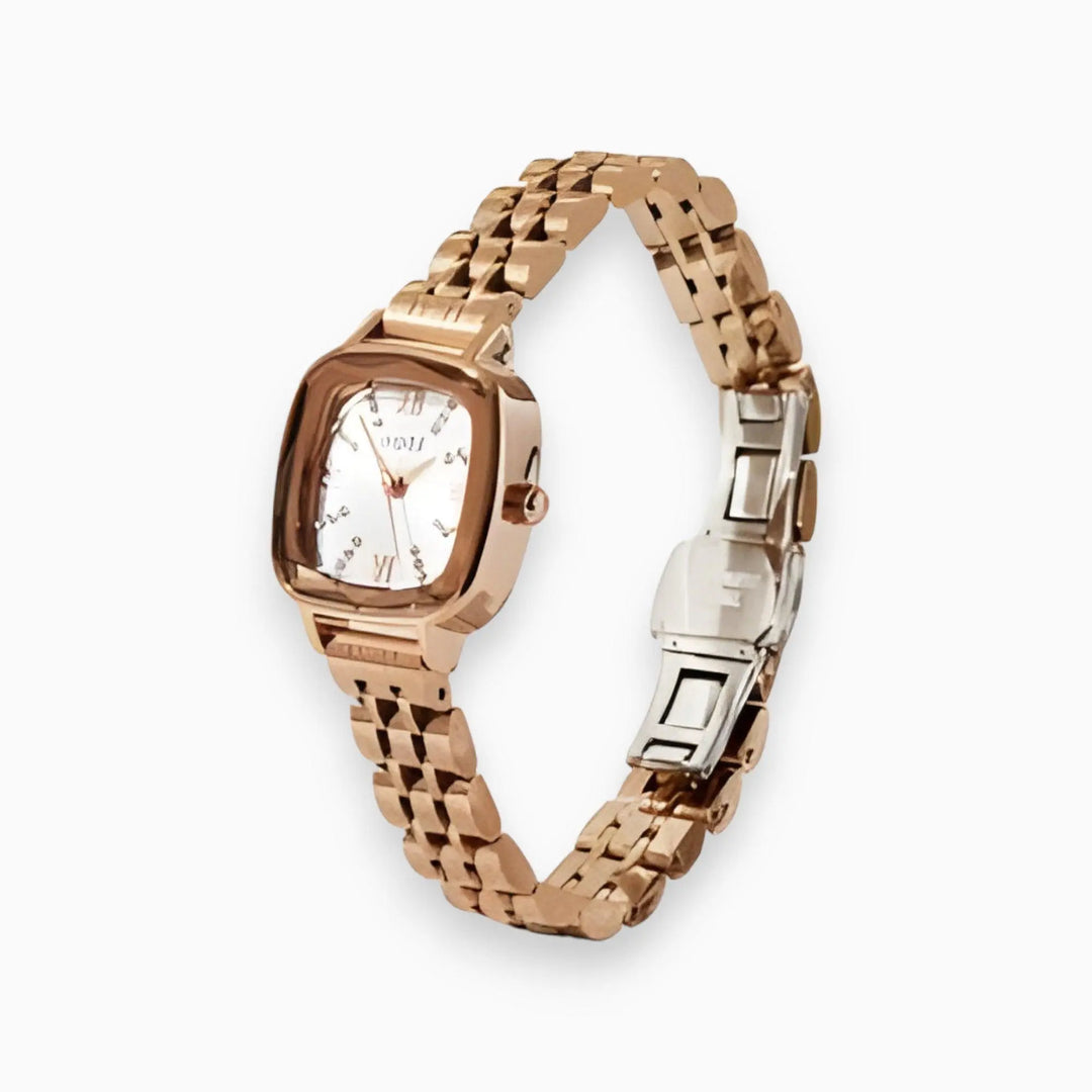 Schicke Dünne Quadratische Vintage Damenarmbanduhr Mivona