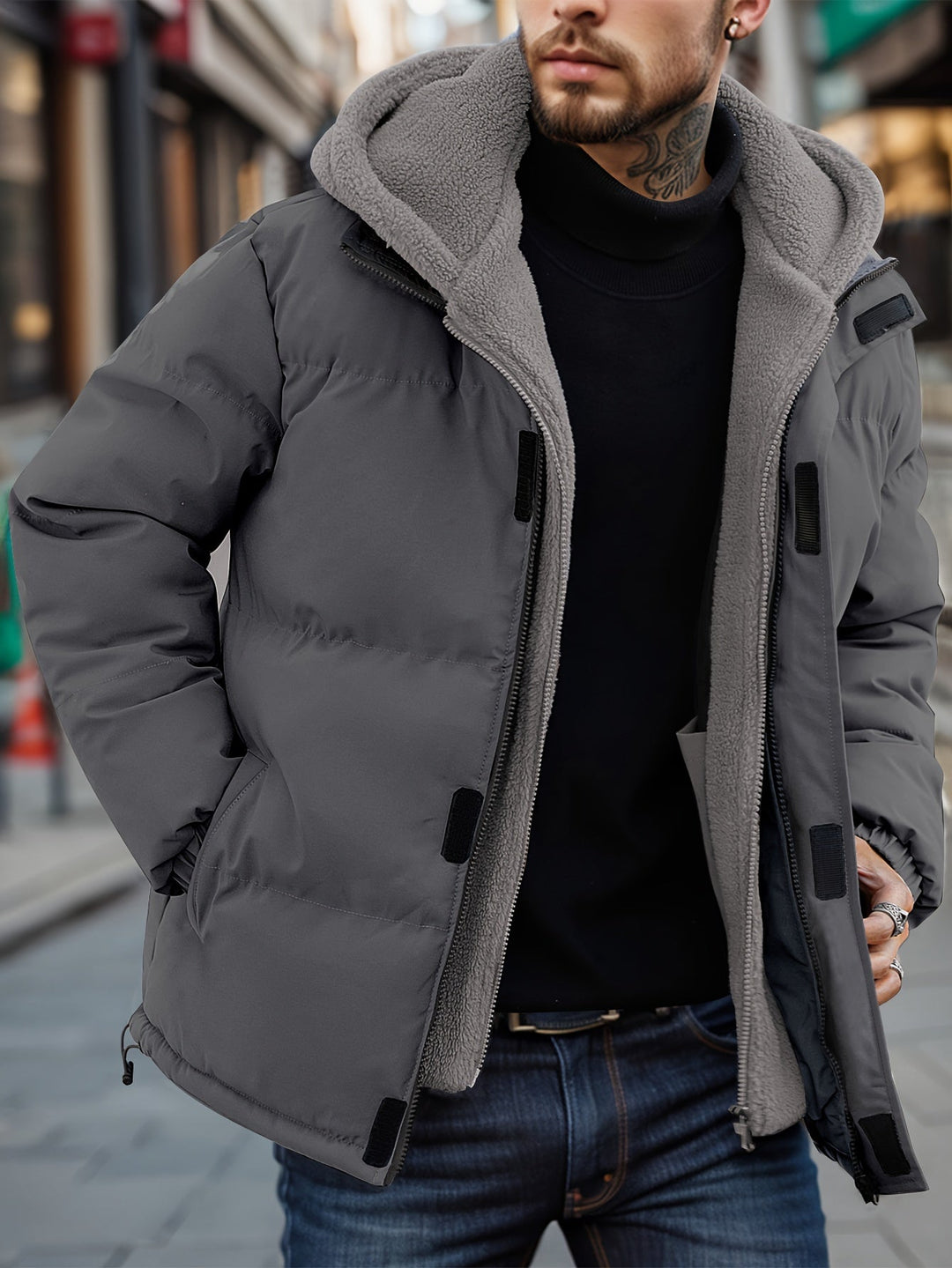 Herren Winter Steppjacke Mit Reißverschluss Und Bequemer Passform