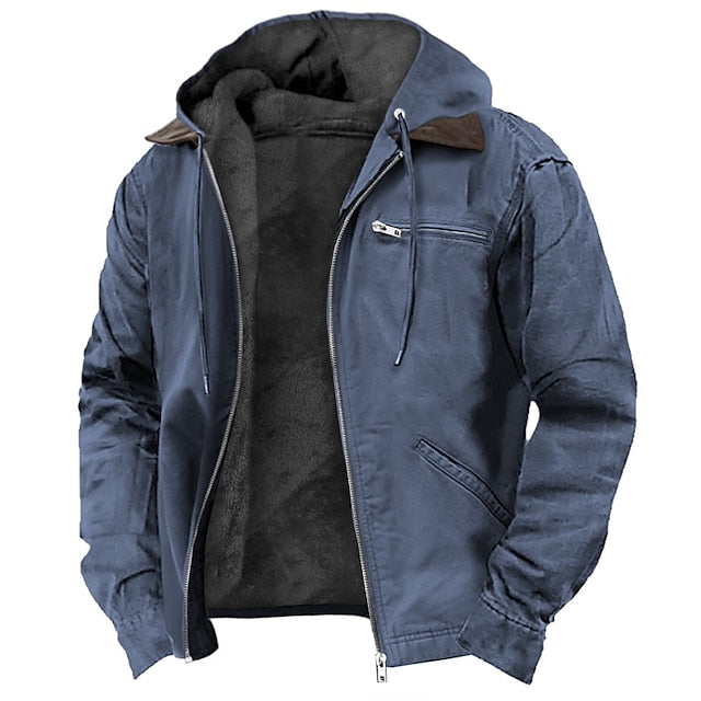 Herren Winterjacke Mit Dickem Stoff Und Kapuzenfront Design