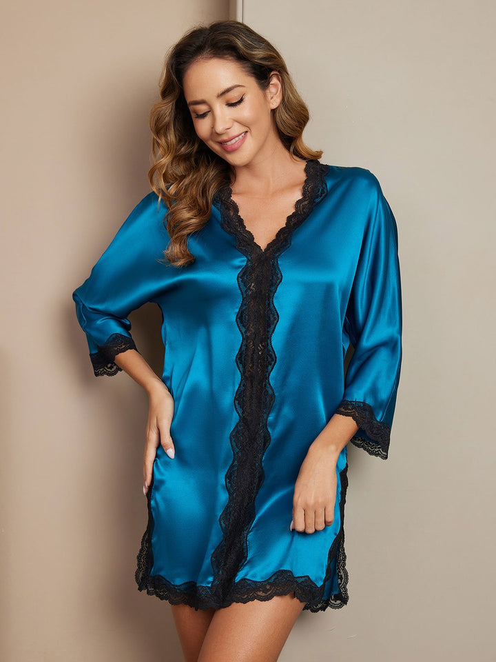 Elegantes Satin-Pyjama-Set mit Spitzenakzenten Für Frauen Mivona