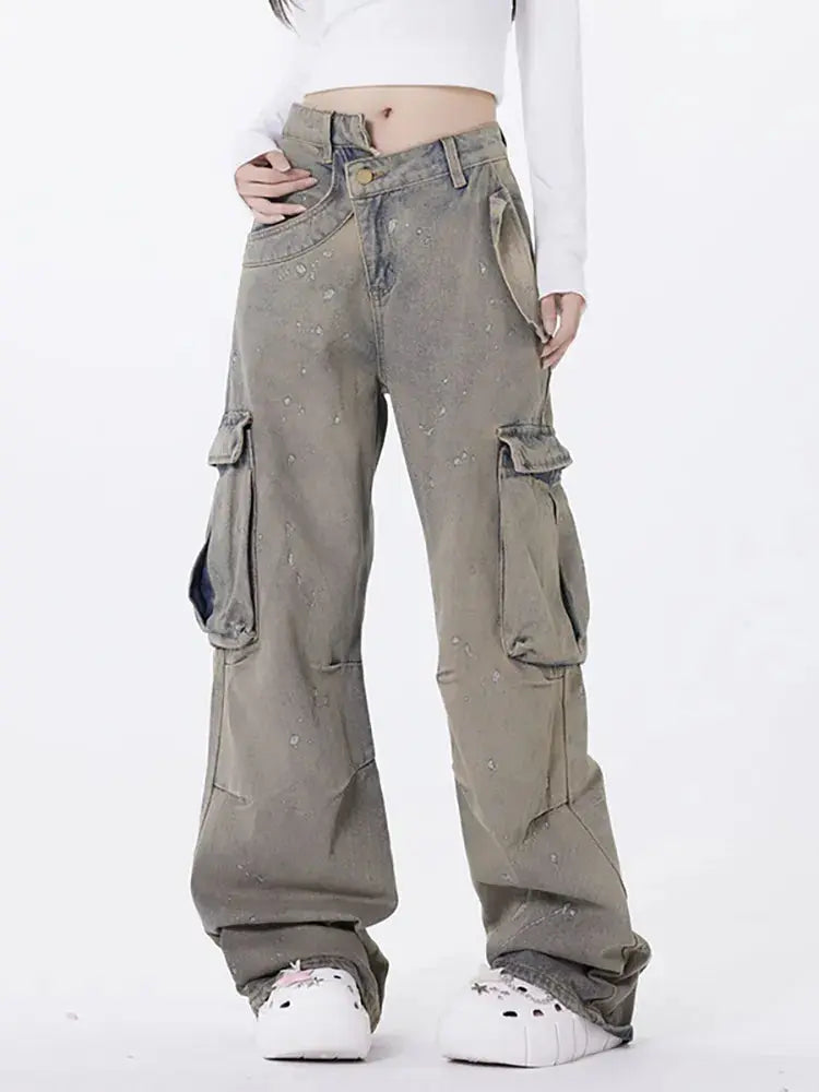 Retro Asymmetrische Waschjeans mit Einzigartigem Design für Frauen Mivona