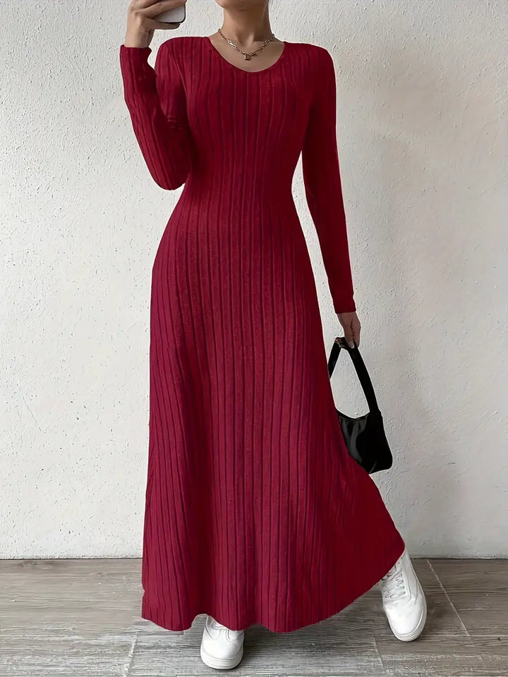 Geripptes Strickkleid mit Langarm Für Frauen