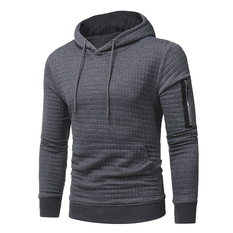 Martin | Heren Hoodie met ruitstructuur en rits op mouw Mivona