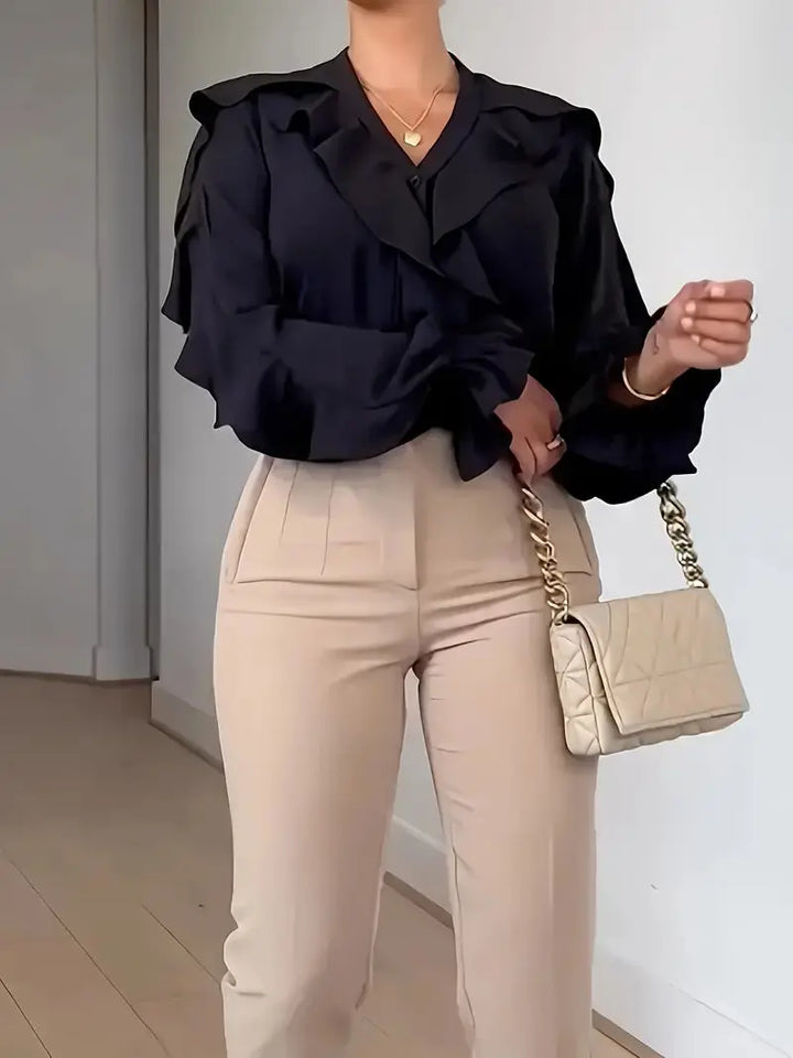 Langarmbluse mit Eleganten Rüschen für Damen Mivona