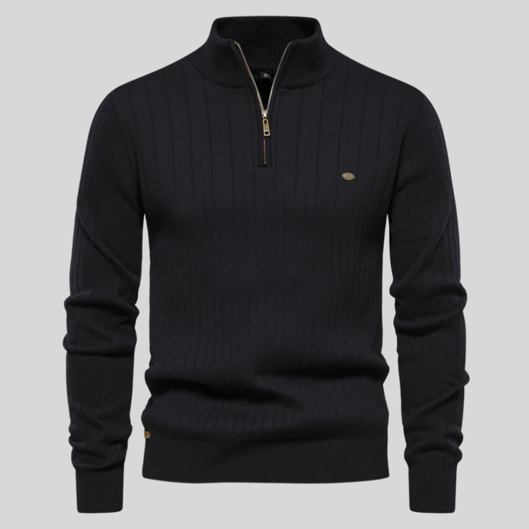 Strickpullover Mit Halbem Reißverschluss Für Herren | Langarm Mivona