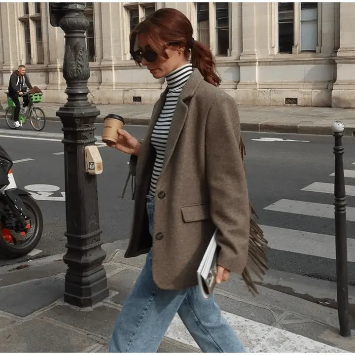 Maßgeschneiderter Blazer mit Reverskragen und schlanker Passform für Damen Mivona