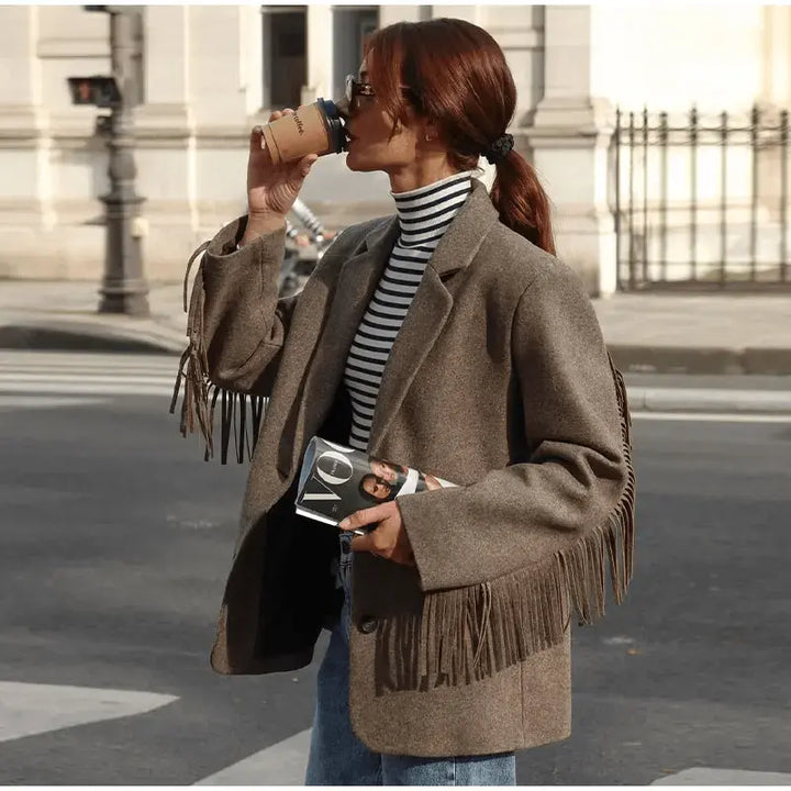 Maßgeschneiderter Blazer mit Reverskragen und schlanker Passform für Damen Mivona