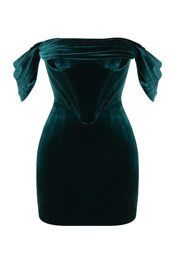 Smaragdgrünes Schulterfreies Minikleid für Frauen Mivona