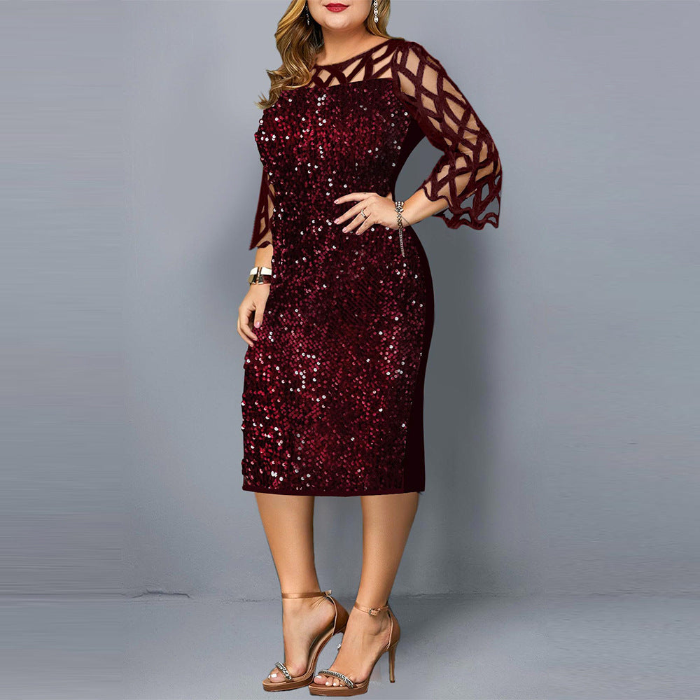 Plus-Size Pailletten-Kleid für Frauen