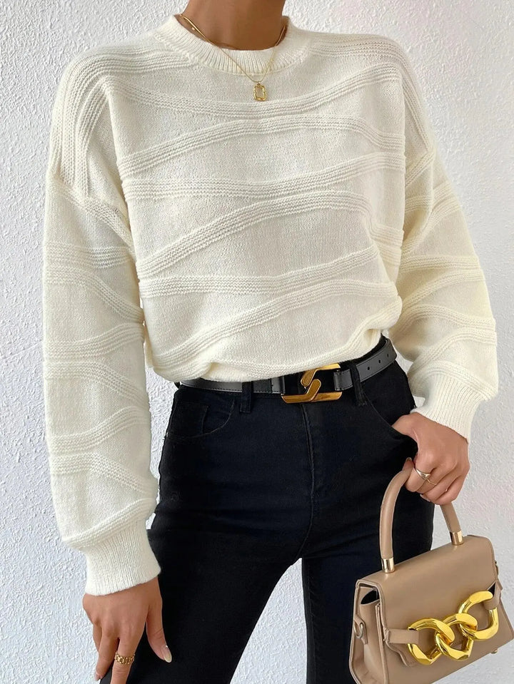 Gestrickter Pullover mit Überschnittenen Schultern für Frauen Mivona