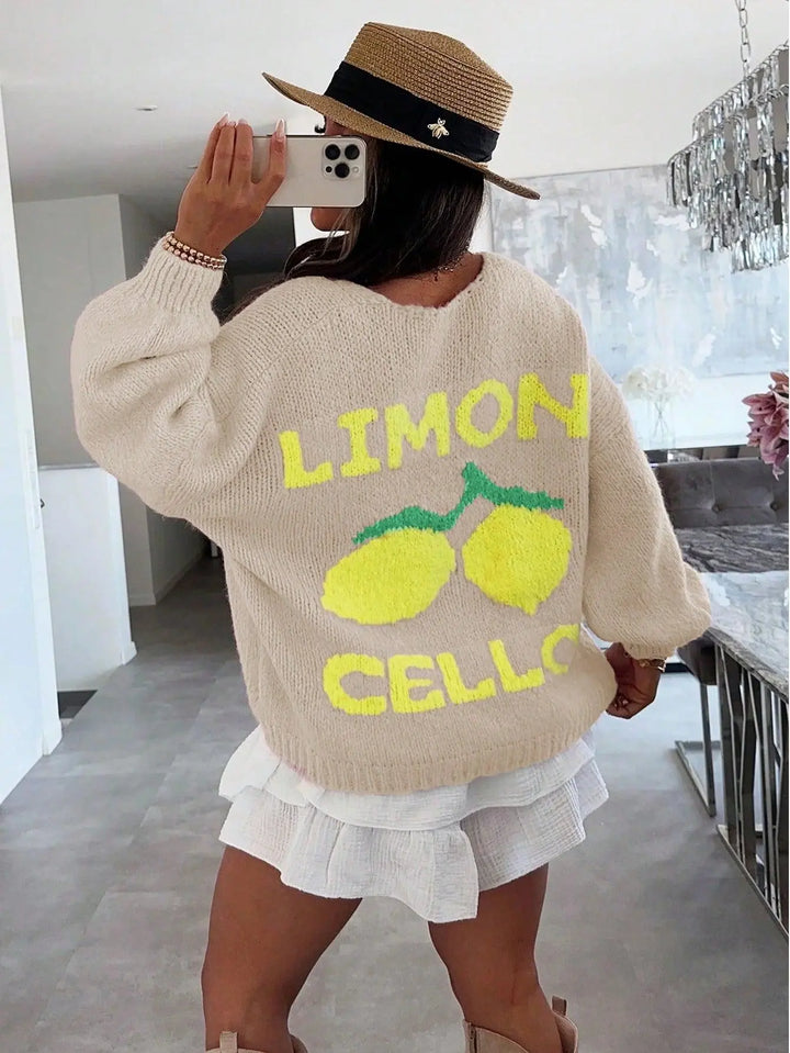 Schicker Strickpullover mit Zitronenmuster Für Frauen Mivona
