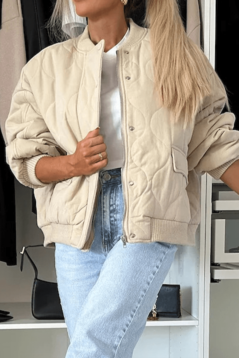 Einfarbige Jacke Mit Knöpfen Und Taschen Für Frauen Mivona