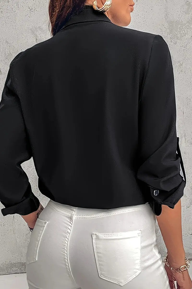 Legere Bluse mit Pailletten-Tasche und Kontrast-Design für Frauen Mivona