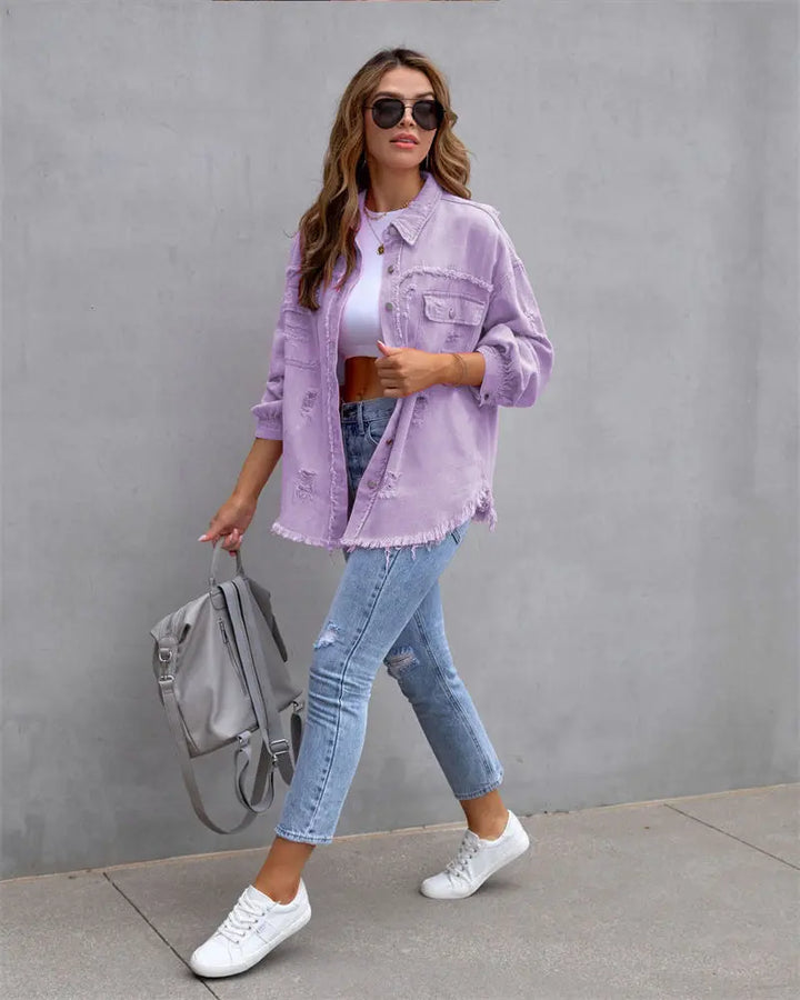 Bunte Jeansjacke mit verspieltem Charme für Damen Mivona
