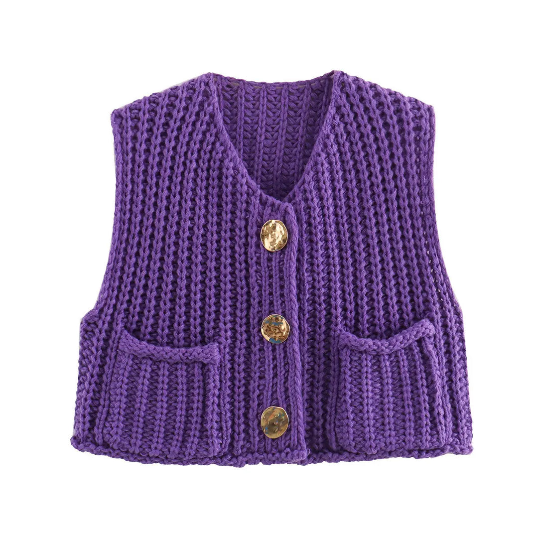 Elegante ärmellose kurze Strickjacke für Frauen Mivona
