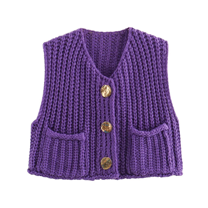 Elegante ärmellose kurze Strickjacke für Frauen Mivona