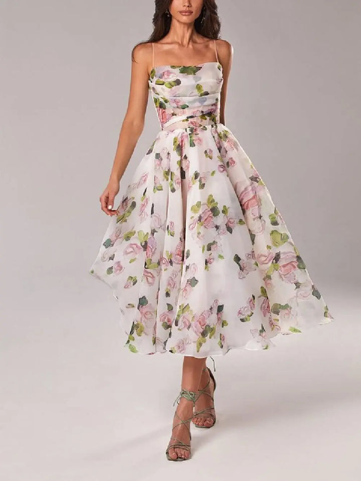 Blumiges Chiffon Midikleid mit elegantem Fall für Damen Mivona