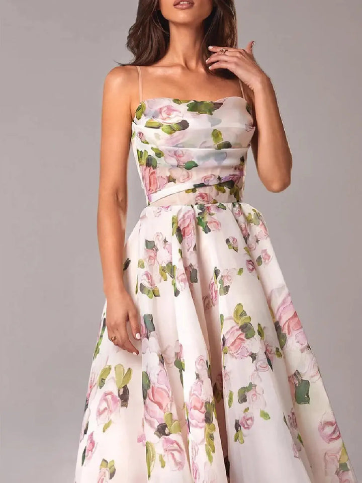 Blumiges Chiffon Midikleid mit elegantem Fall für Damen Mivona