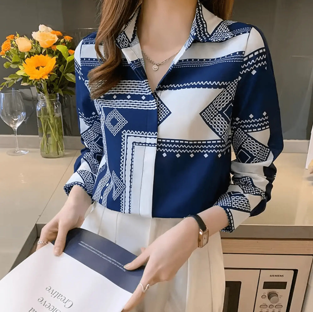 Bluse mit Geometrischem Muster Für Frauen Mivona