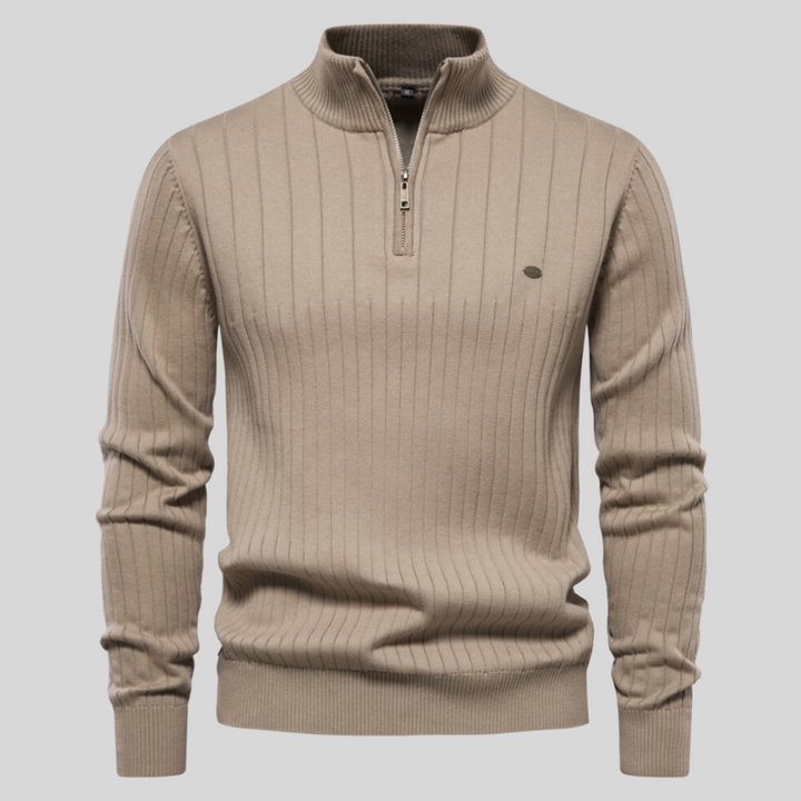 Strickpullover Mit Halbem Reißverschluss Für Herren | Langarm Mivona