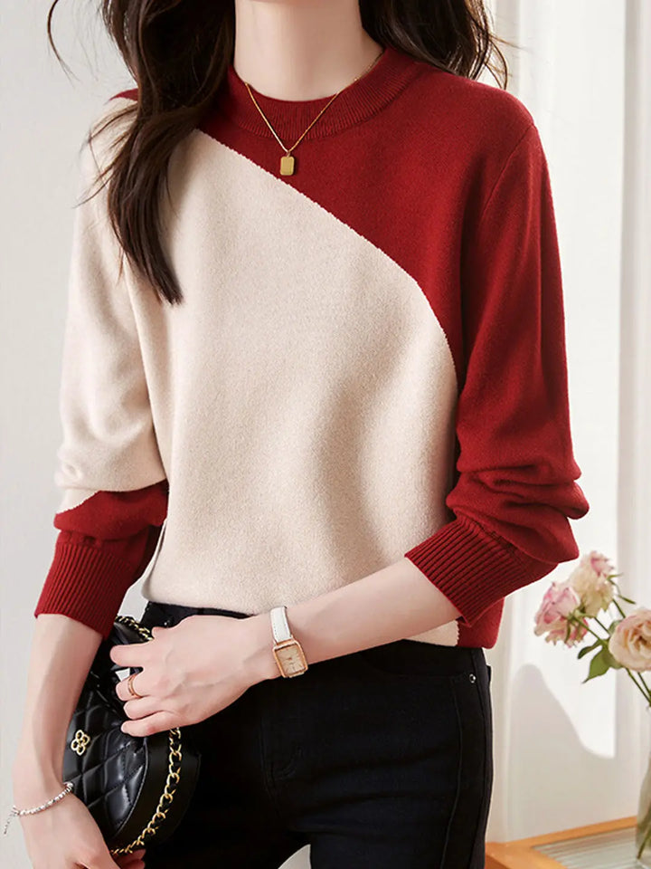 Kontrast-Strickpullover für Damen Mivona