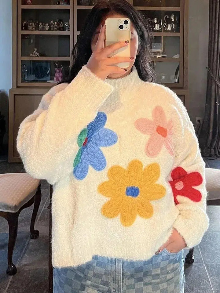 Geblümter Pullover aus weichem Stoff für Frauen Mivona