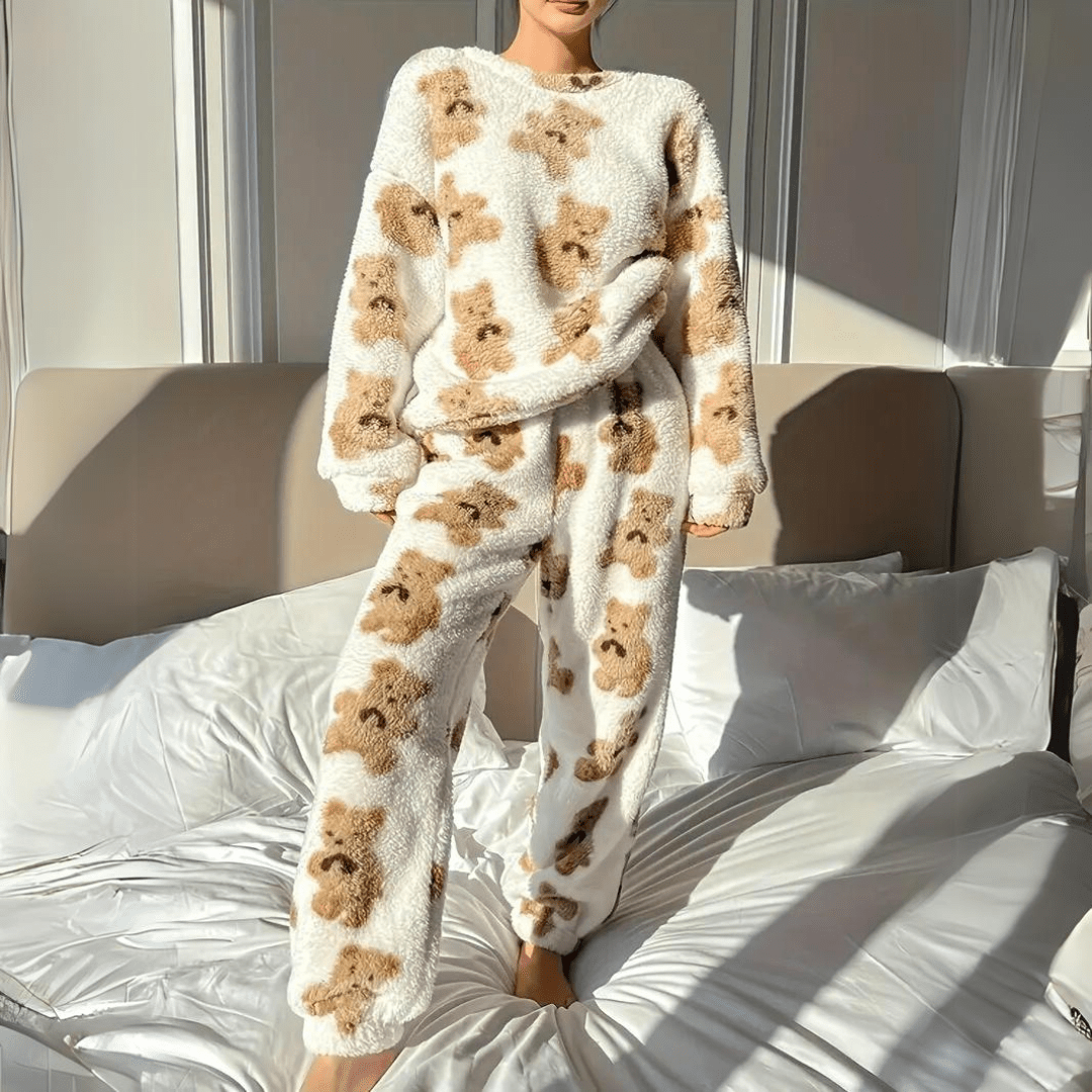 Weicher Pyjama-Anzug mit Bärenmuster Für Frauen Mivona