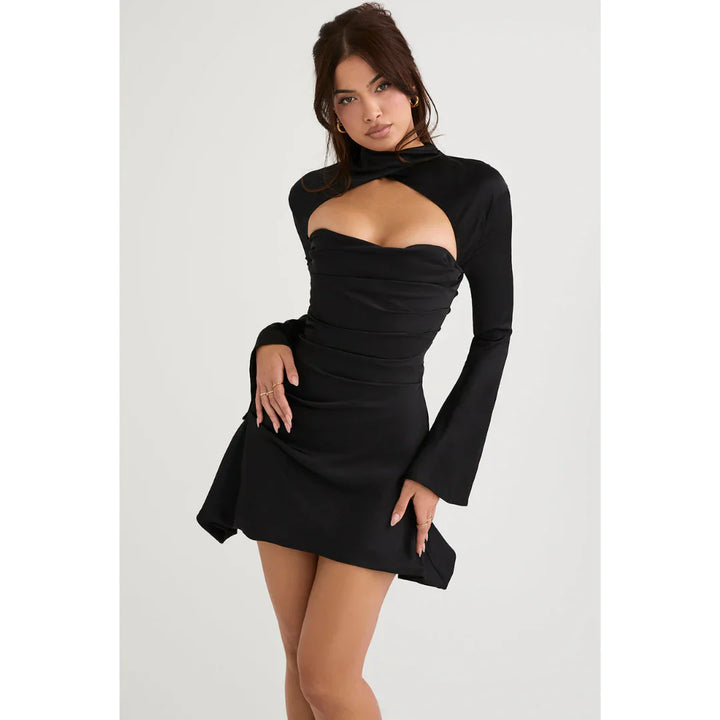 Elegantes Mini-Kleid mit Langarm und Cut-Outs für Damen