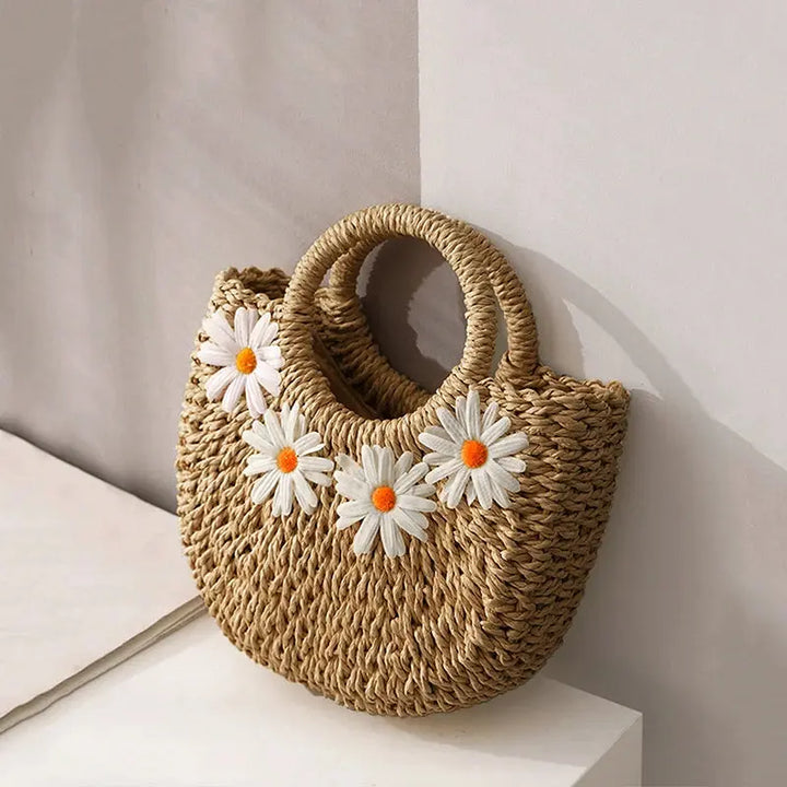 Korbtasche mit durchbrochener Blumenverzierung für Frauen Mivona