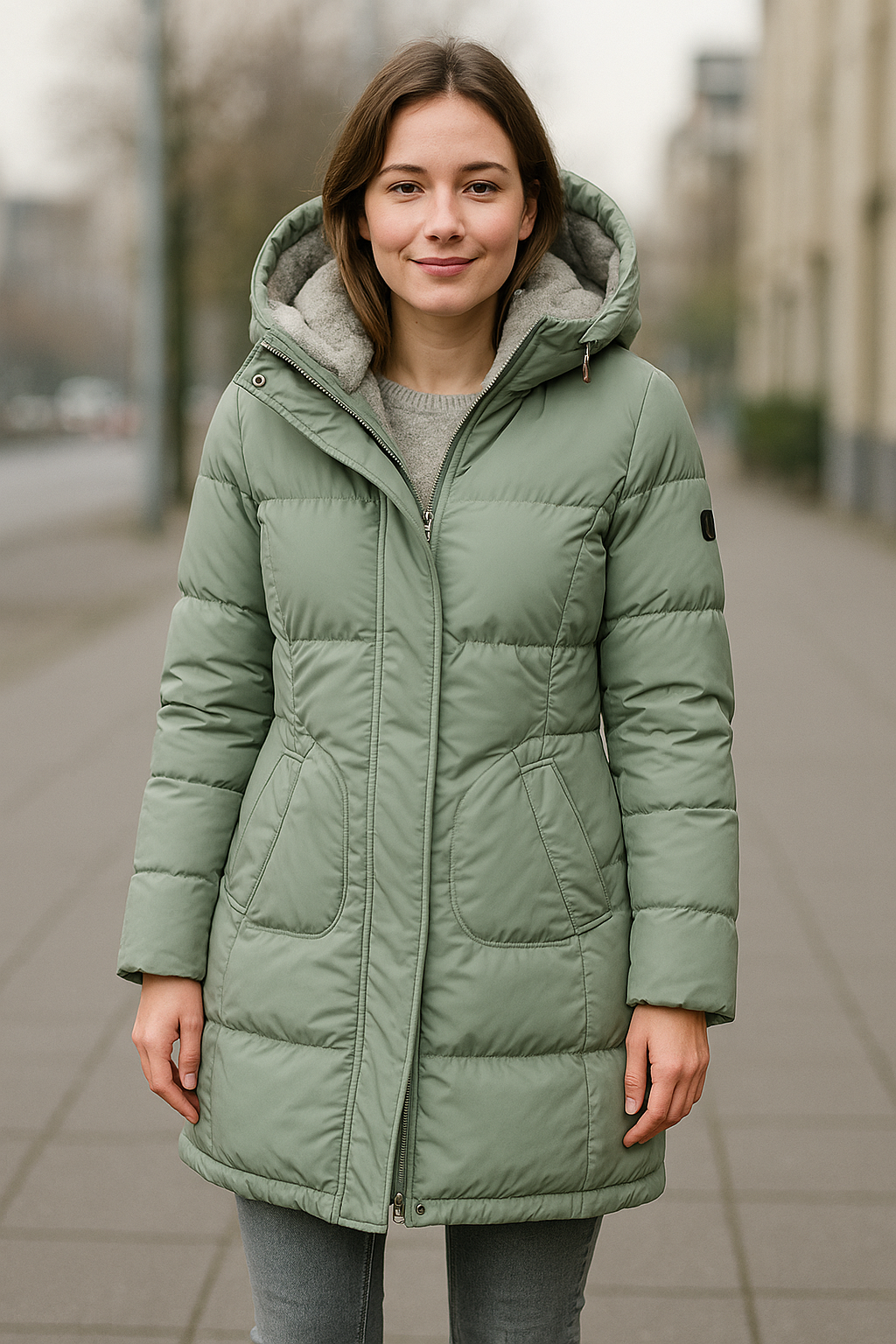 Steppmantel Mit Kapuze Freizeit Alltagskleidung Damen