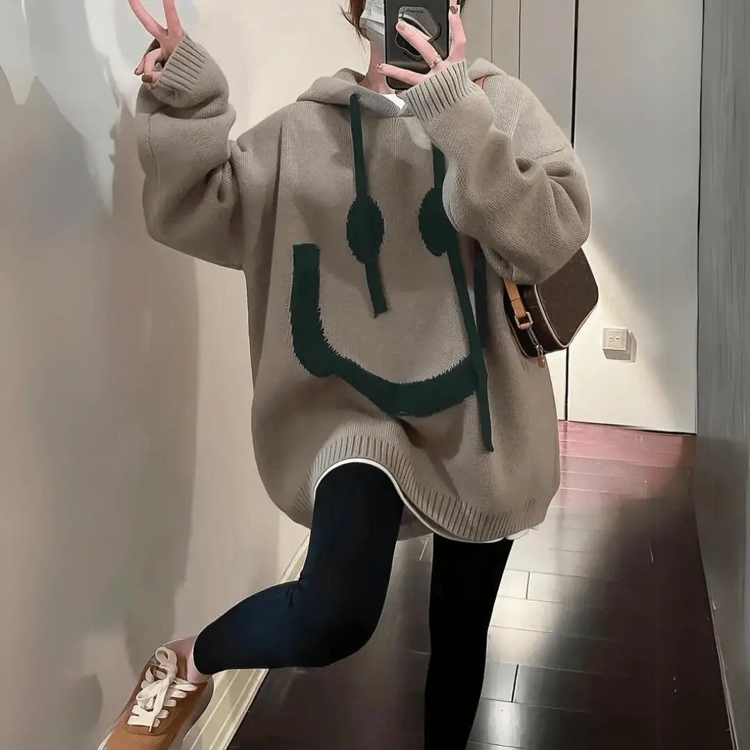 Gemütlicher Hoodie Mit Smiley-Print Für Frauen Mivona