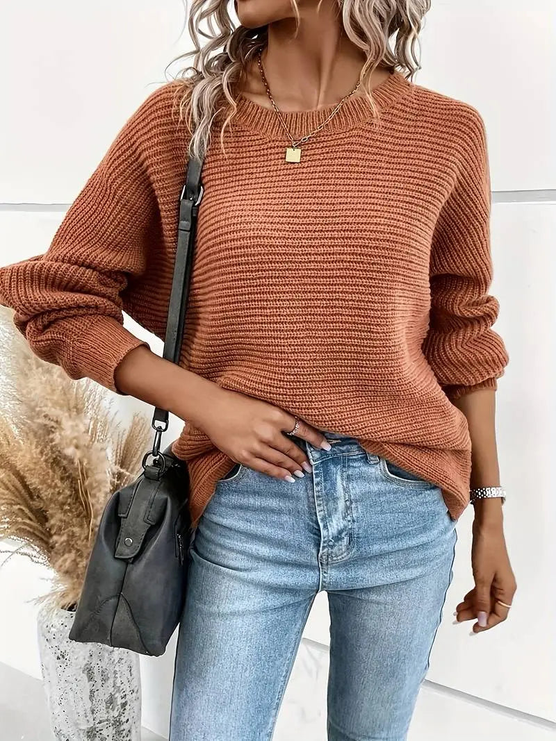 Eleganter Rundhals-Pullover Für Frischen Frühlingsstil Für Frauen Mivona