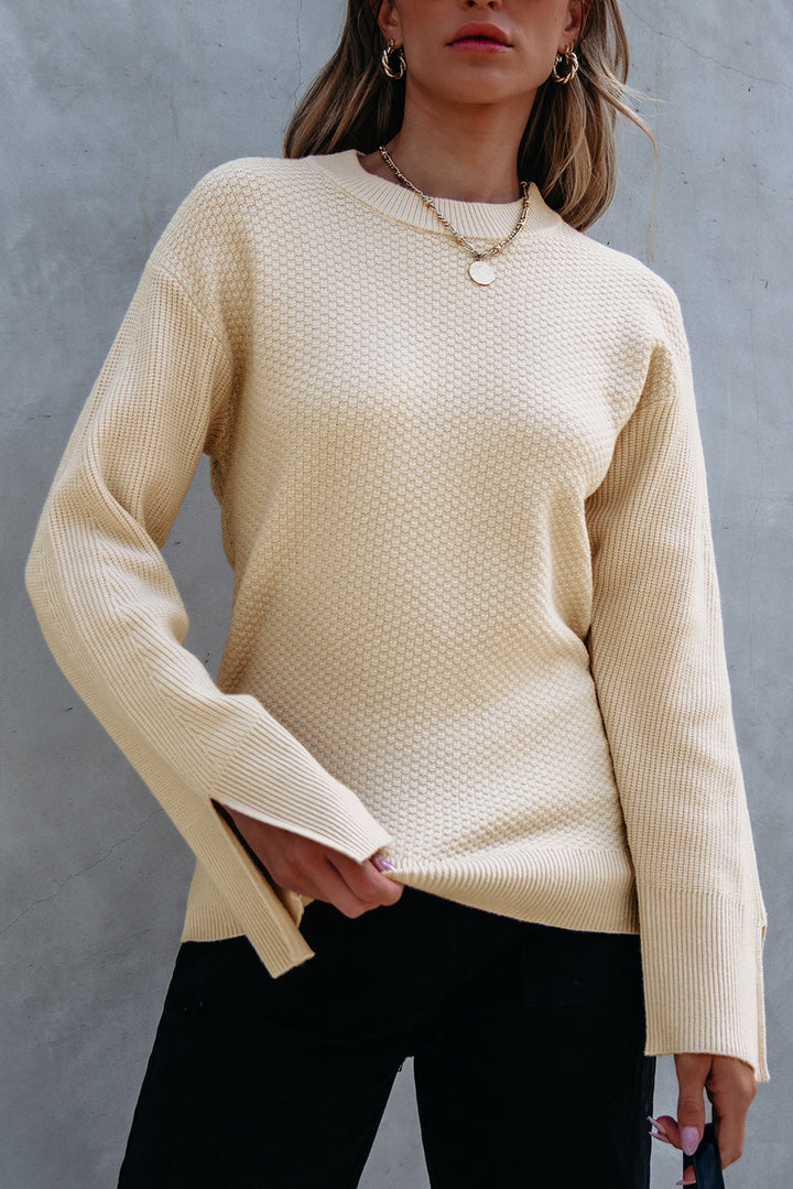 Lockerer Strickpullover Mit Festem Texturmuster Für Frauen Mivona