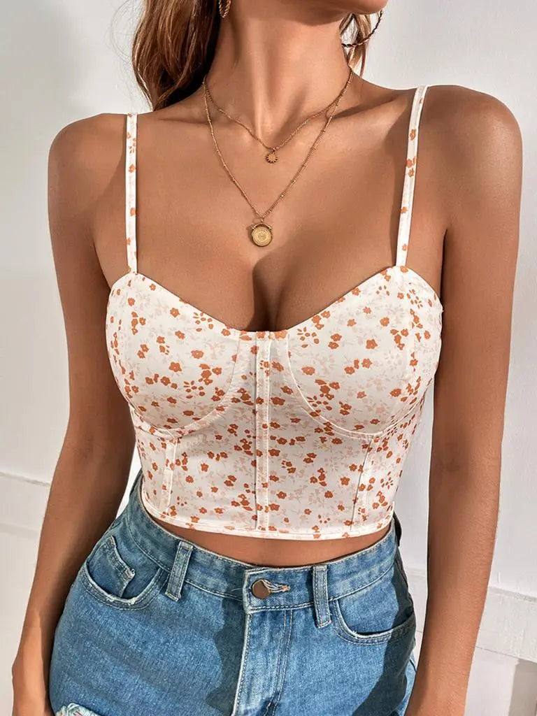 Träger Crop Top mit Blumenmuster und zarten Details für Frauen Mivona