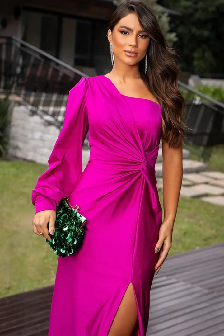 Elegantes One Shoulder Abendkleid mit Hohem Schlitz für Frauen Mivona