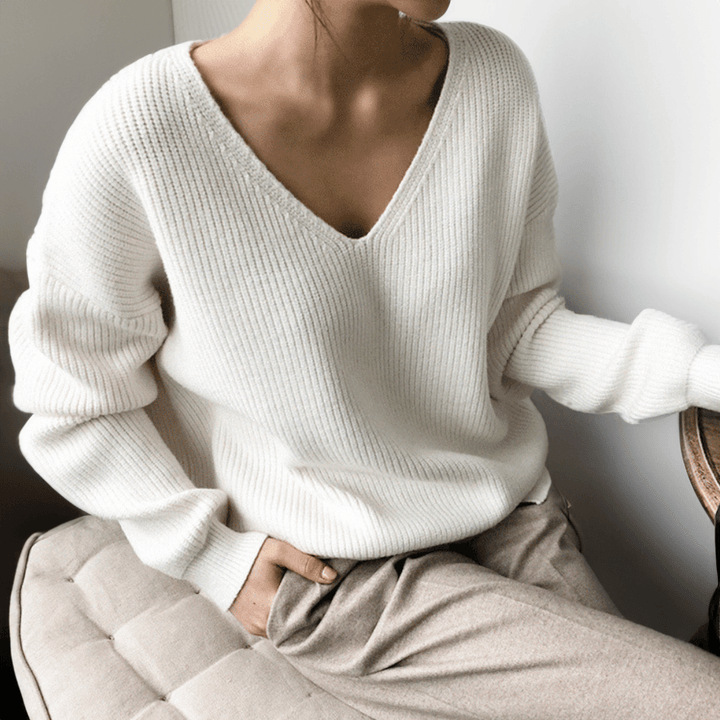 Bequemer V-Ausschnitt-Pullover Für Mühelose Wärme Für Frauen Mivona